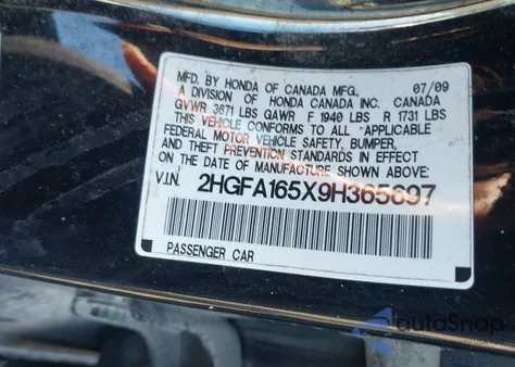 2009 Honda Civic Lx из США, поврежденный, VIN 2HGFA165X9H365697